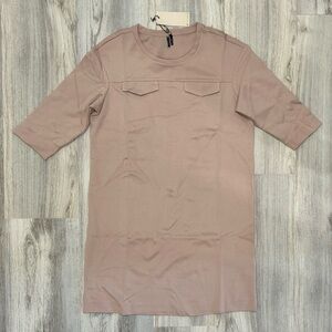 NWT SuperTrash ST Studio Dusty Blush Pink Half Sleeve Mini Shift Dress Size M